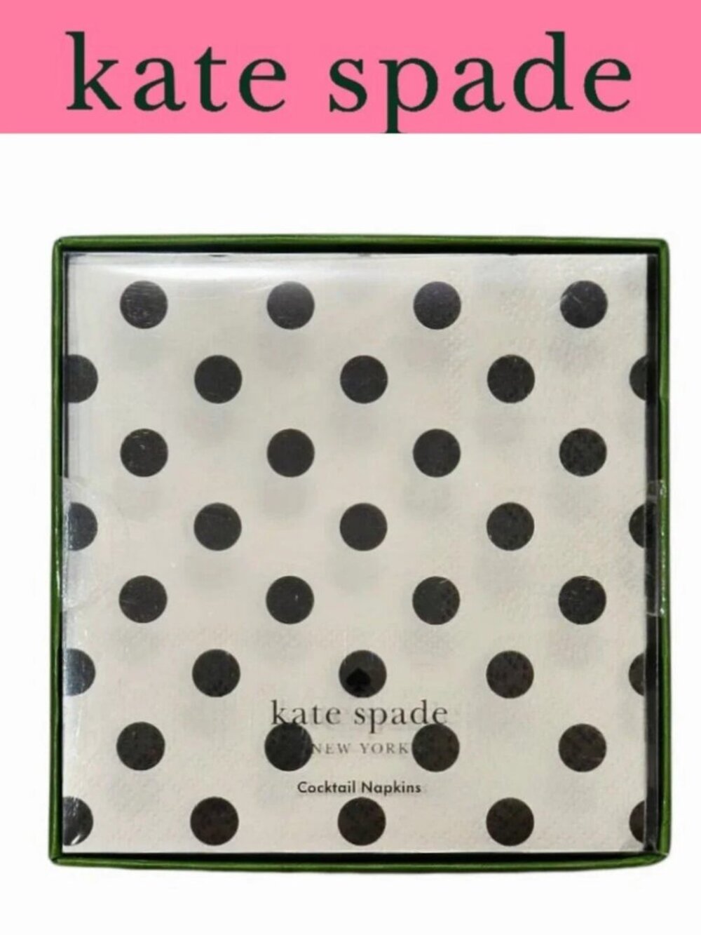 Kate Spade New York Black Dot Cocktail Napkins NIB